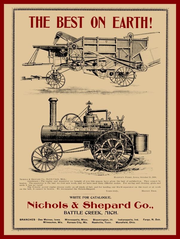 1899 Nichols & Shepard Steam Engine – Best on Earth! NEW METAL SIGN: 12×16&Prime;