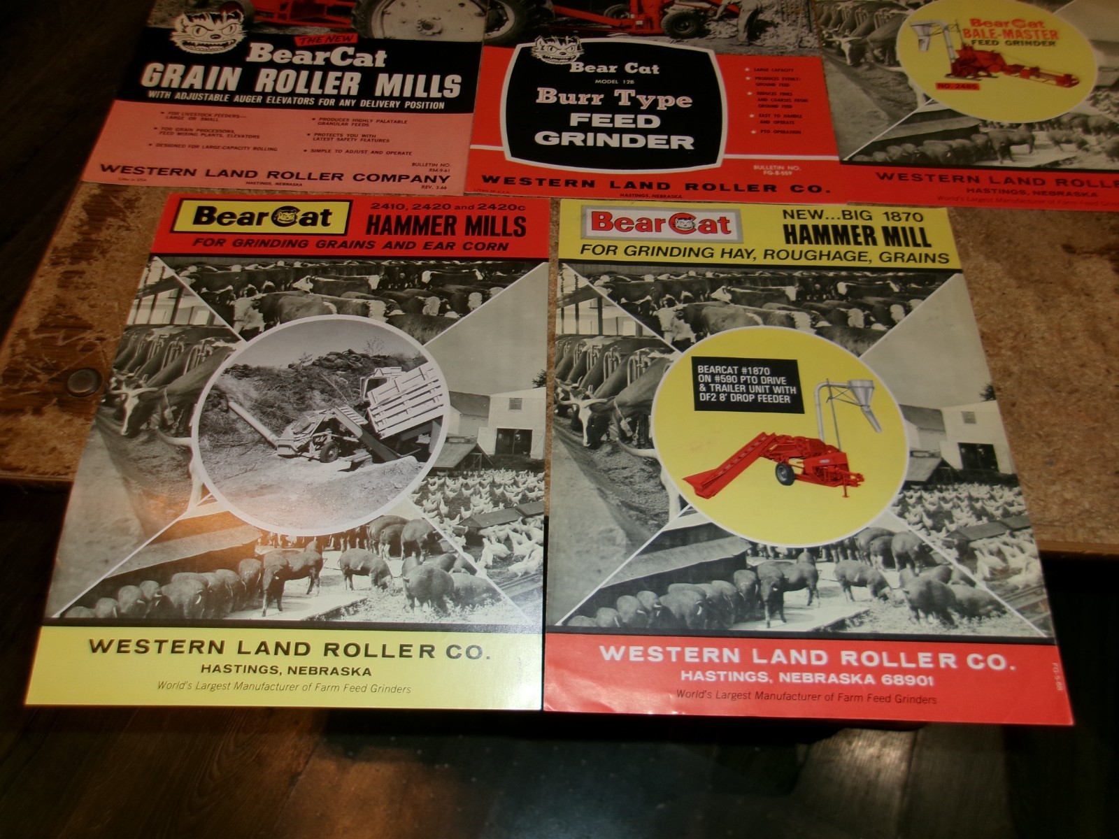 5-lot 60&rsquo;s-70&rsquo;s bearcat roller/hammer mills brochures very good used