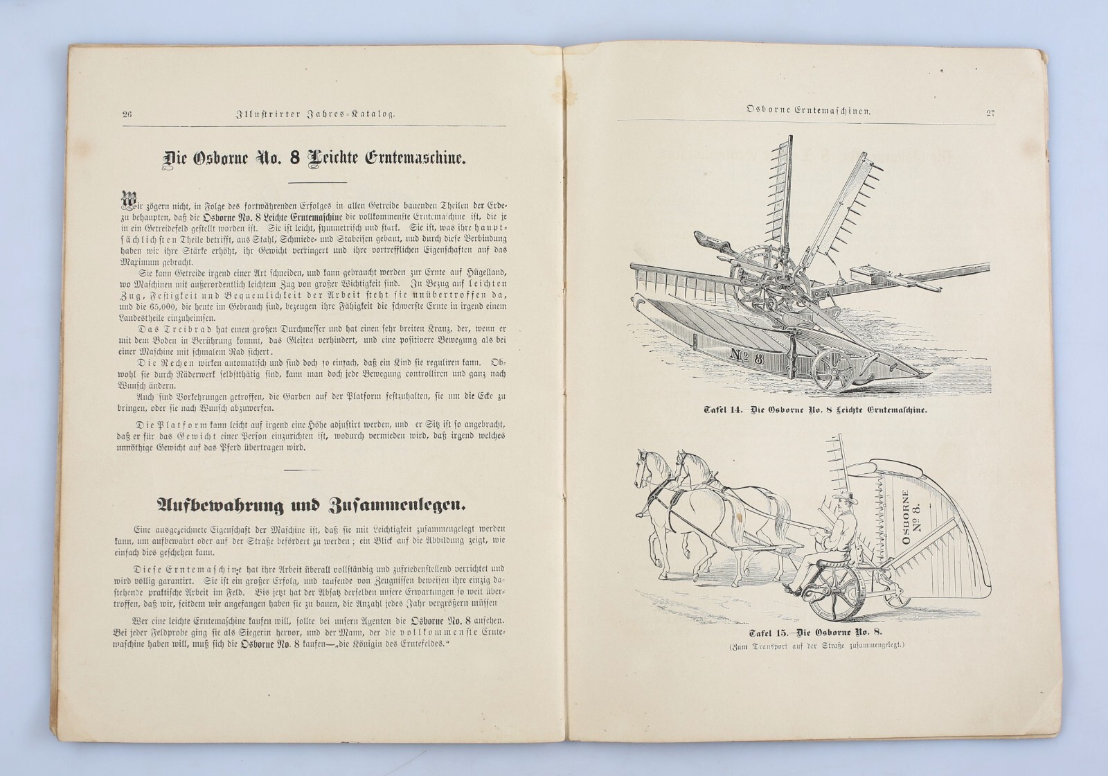 1888 D.M. Osbourne & Co. Harvesting Machinery Catalog In German Auburn NY Horse