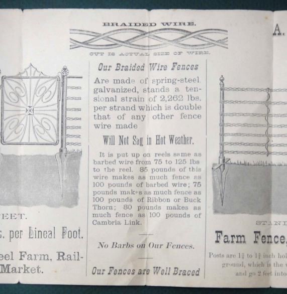 1888 antique HUSSELMAN WIRE FENCE HITCHING POST hagerstown md AD farm yard lawn