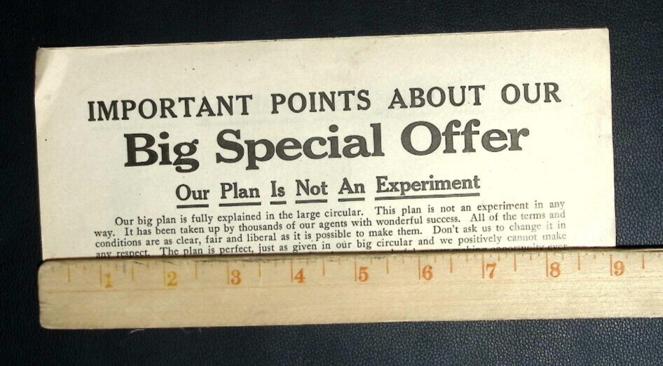 Vintage Early 1900s Wilbur Stock Food Co. Sales Agent Brochure