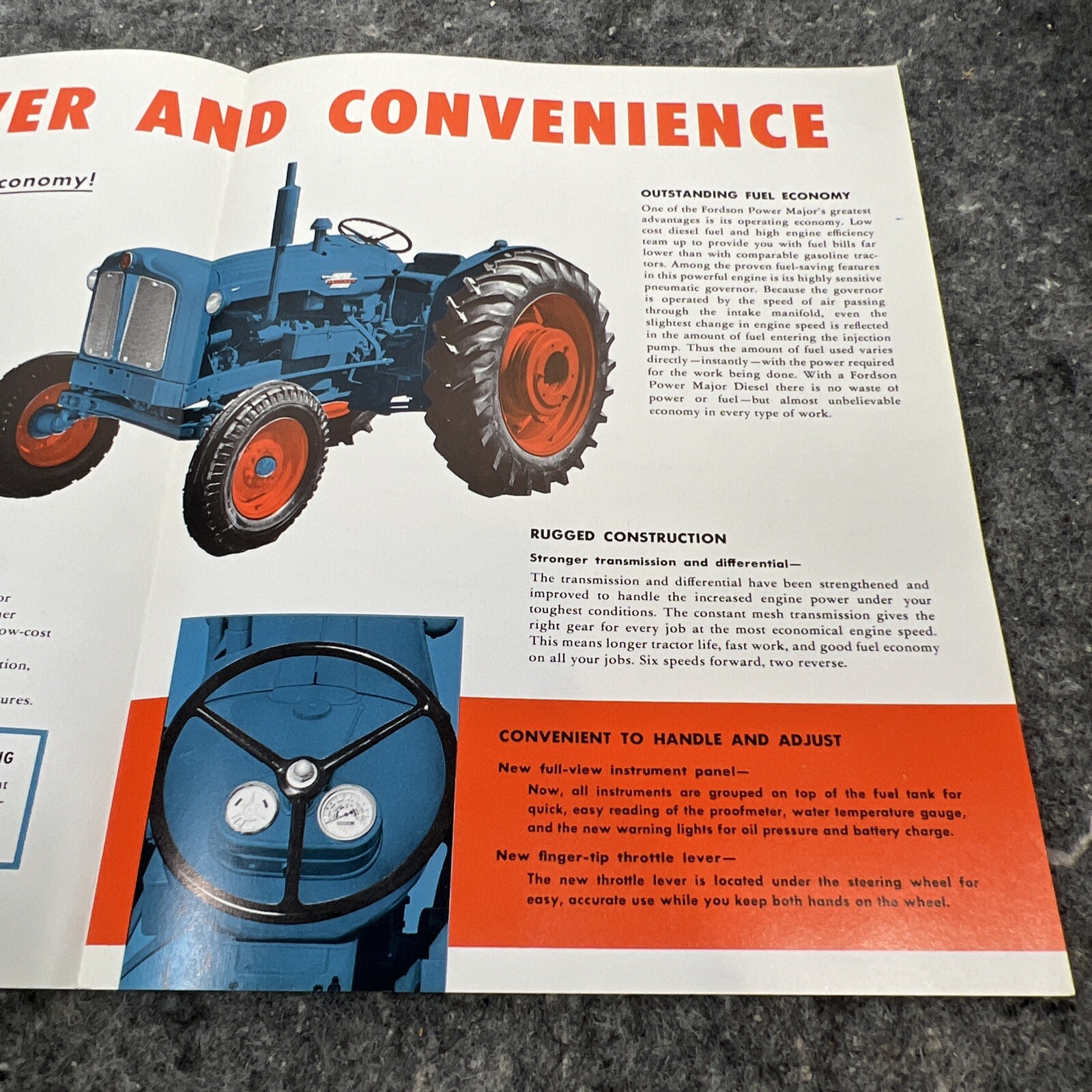 Original FORDSON POWER MAJOR DIESEL Sales Brochure – 4 PAGES – 1958