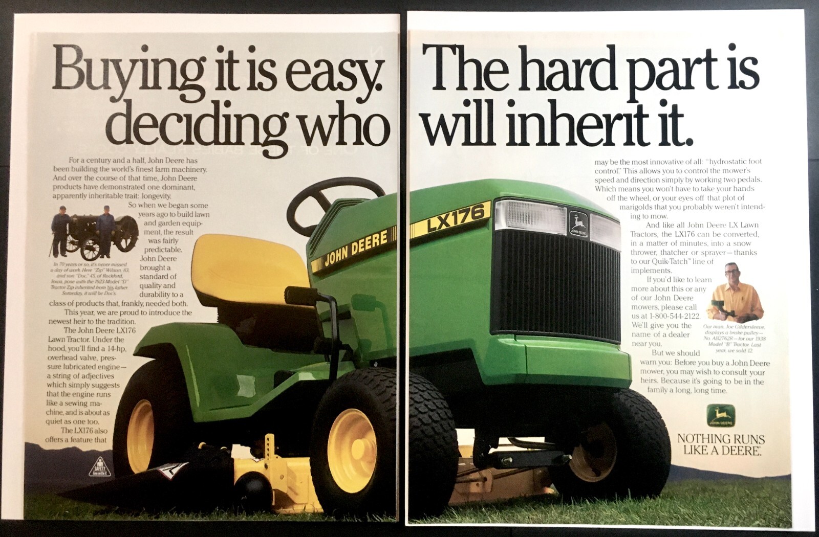 1991 John Deere LX Lawn Tractor Riding Mower 2-page vtg Print Ad Advertisement