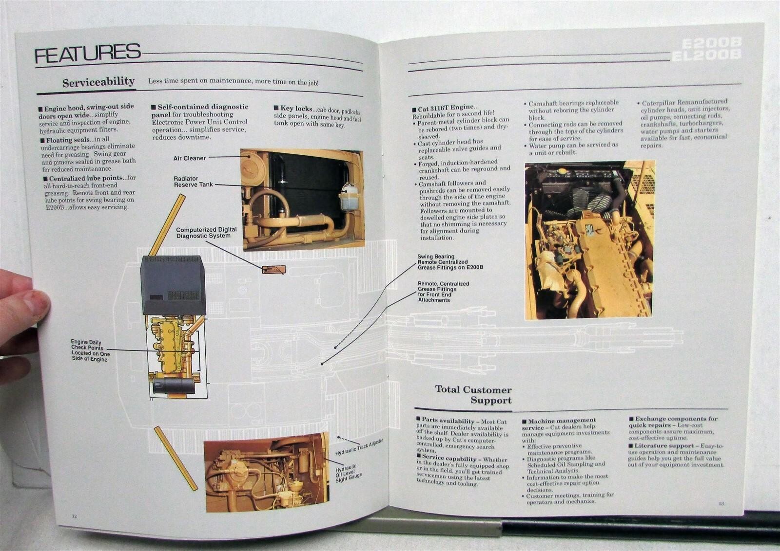 1989 Caterpillar E200B EL2000B Excavator Construction Specs Sales Brochure