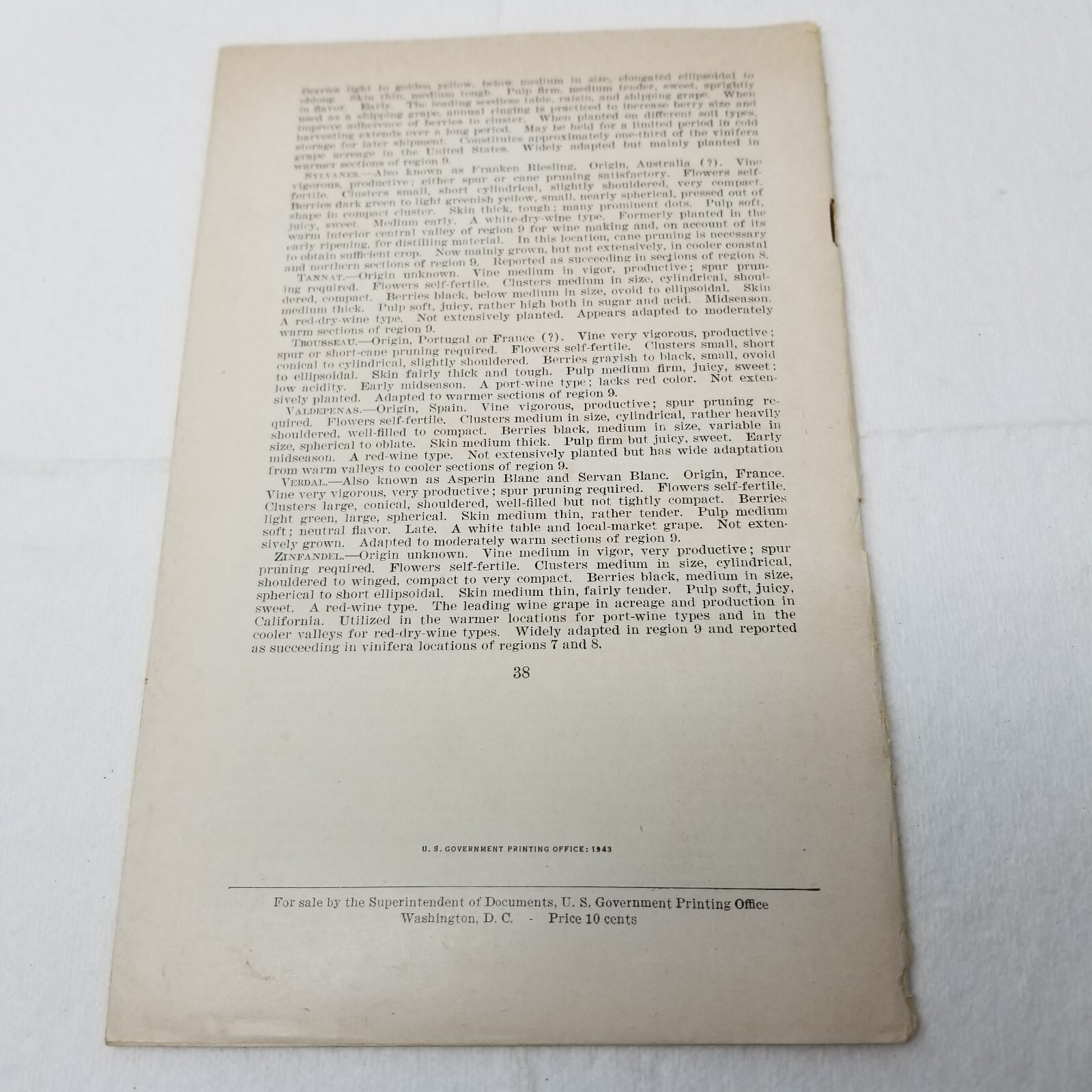 Grapes for Different Regions 1943 Farmers&rsquo; Bulletin Booklet 1936 USDA Photos
