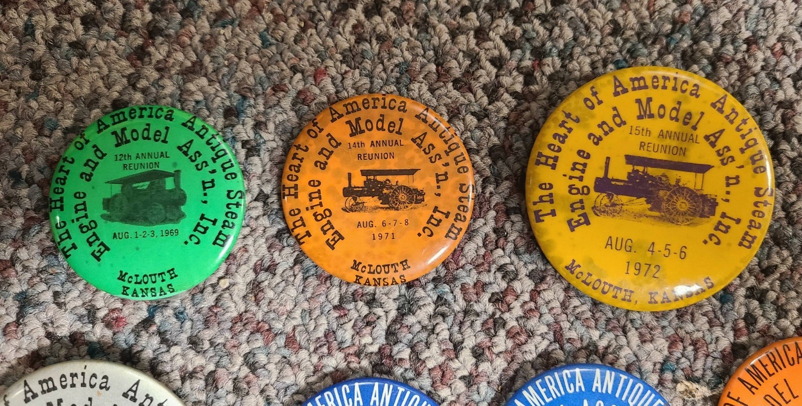 Vintage Heart of America Antique Steam Engine & Model… McLouth Kansas Buttons