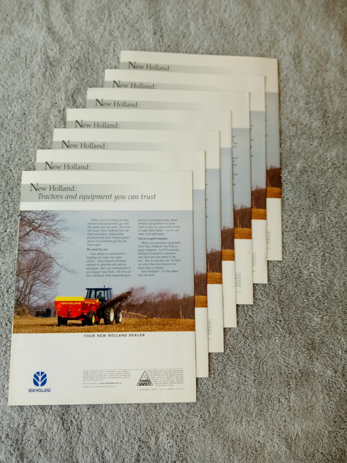 New Holland 3102 3106 3110 Side-Delivery Spreader Sales Brochures. Lot Of 7.