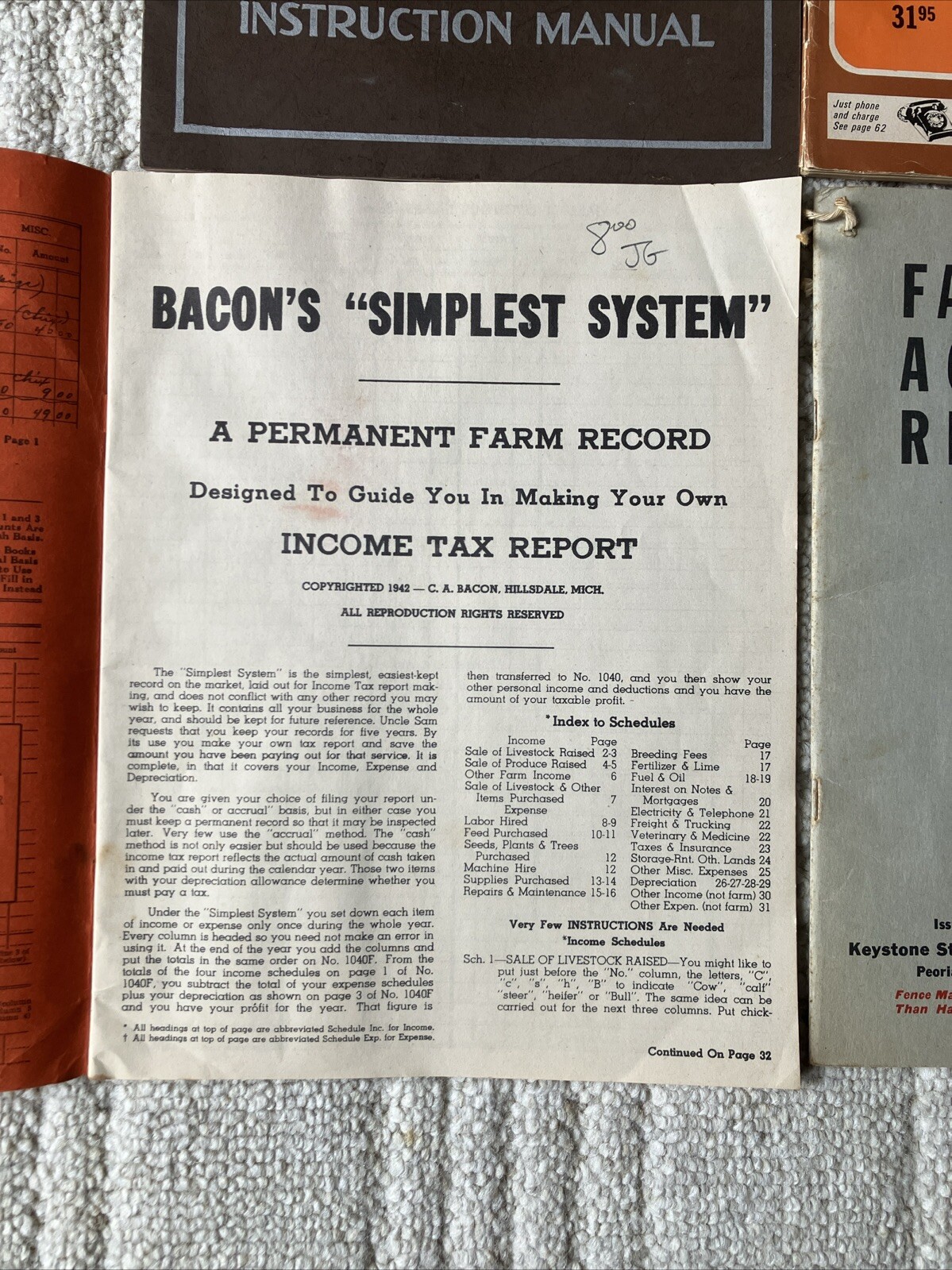 Vintage 1940-60&rsquo;s Advertising Farm Record Books Reed City Michigan And Others