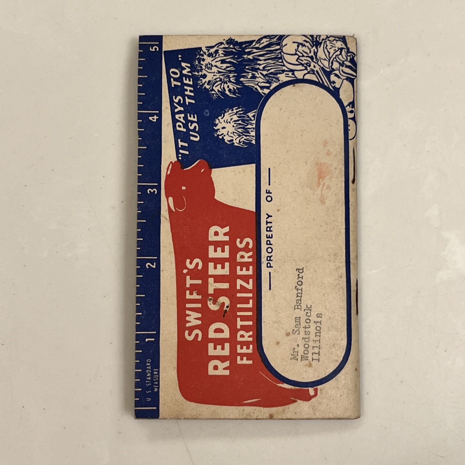 Swift&rsquo;s Red Steer Brand Fertilizers Advertising Memo Book Notepad 1945