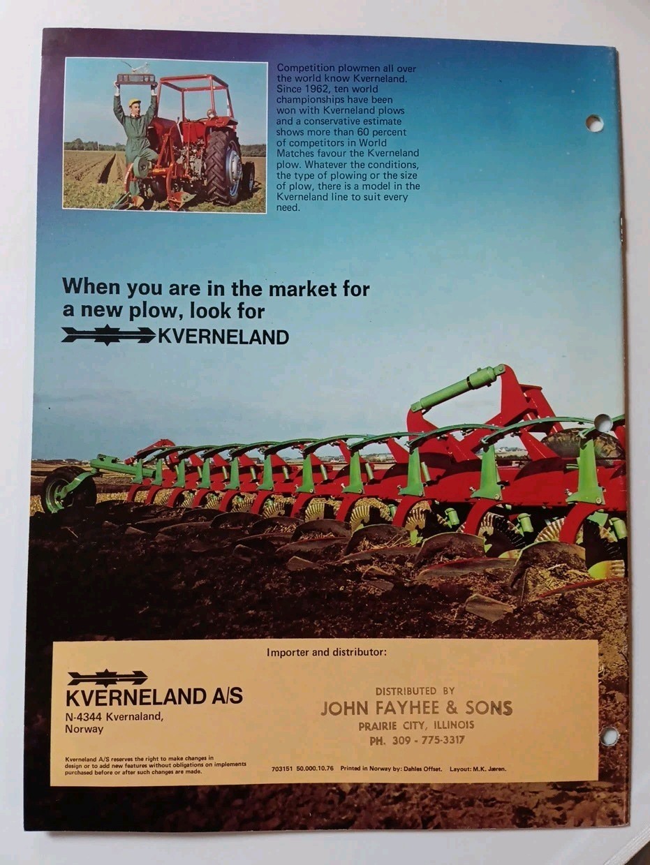 2 Kvernelands Seed Drill & Moldboard Plow Brochures Vintage Farming Advertising