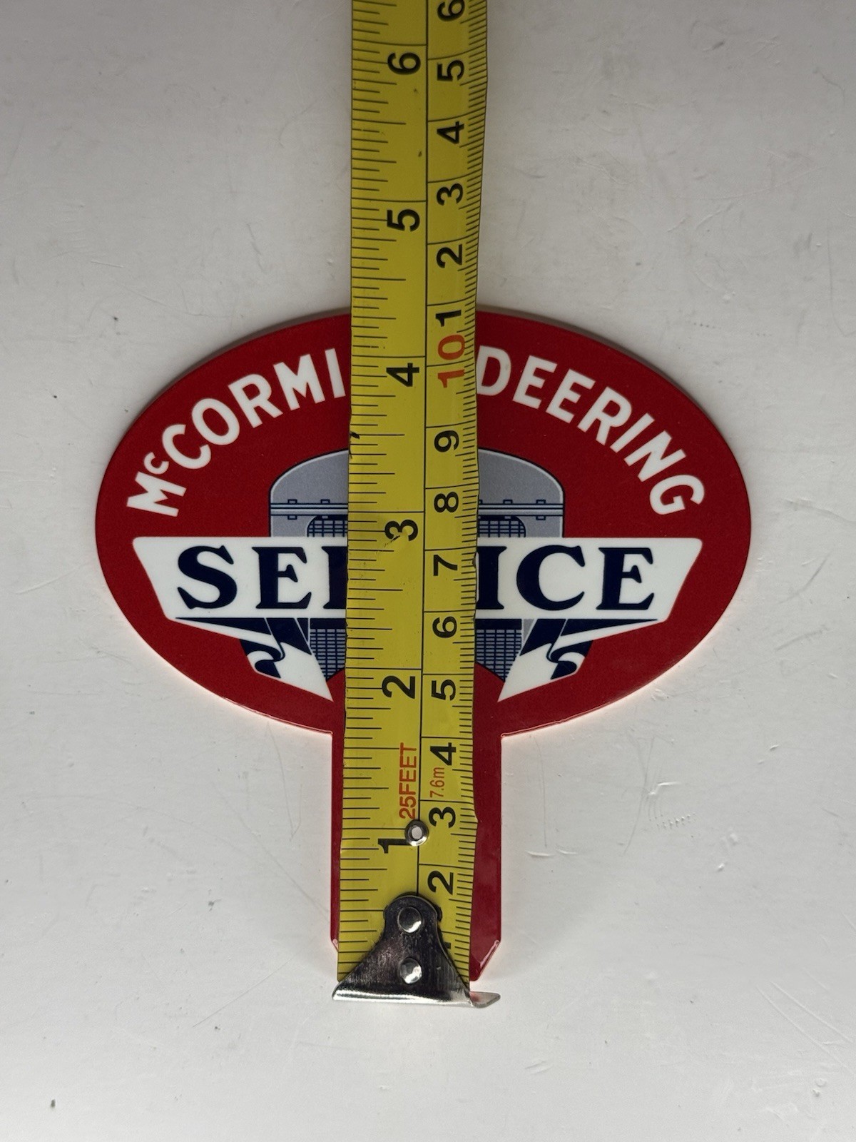 McCormick-Deering Service Advertising 4 1/4”x4 1/4” Qual License Plate Topper