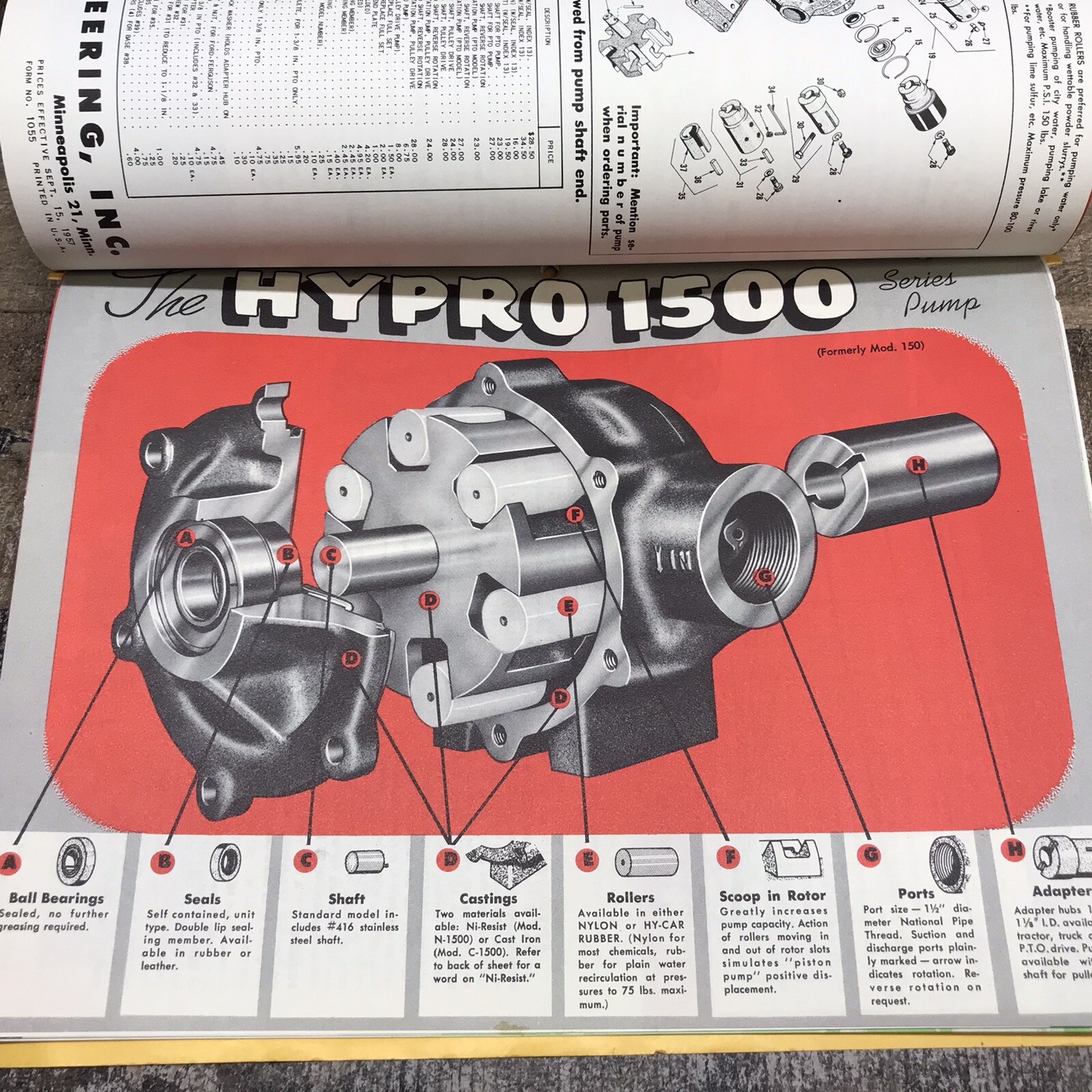 Vintage HYPRO Pumps Dealer Catalog Sales Flyer Specs Book Printed In USA 1957