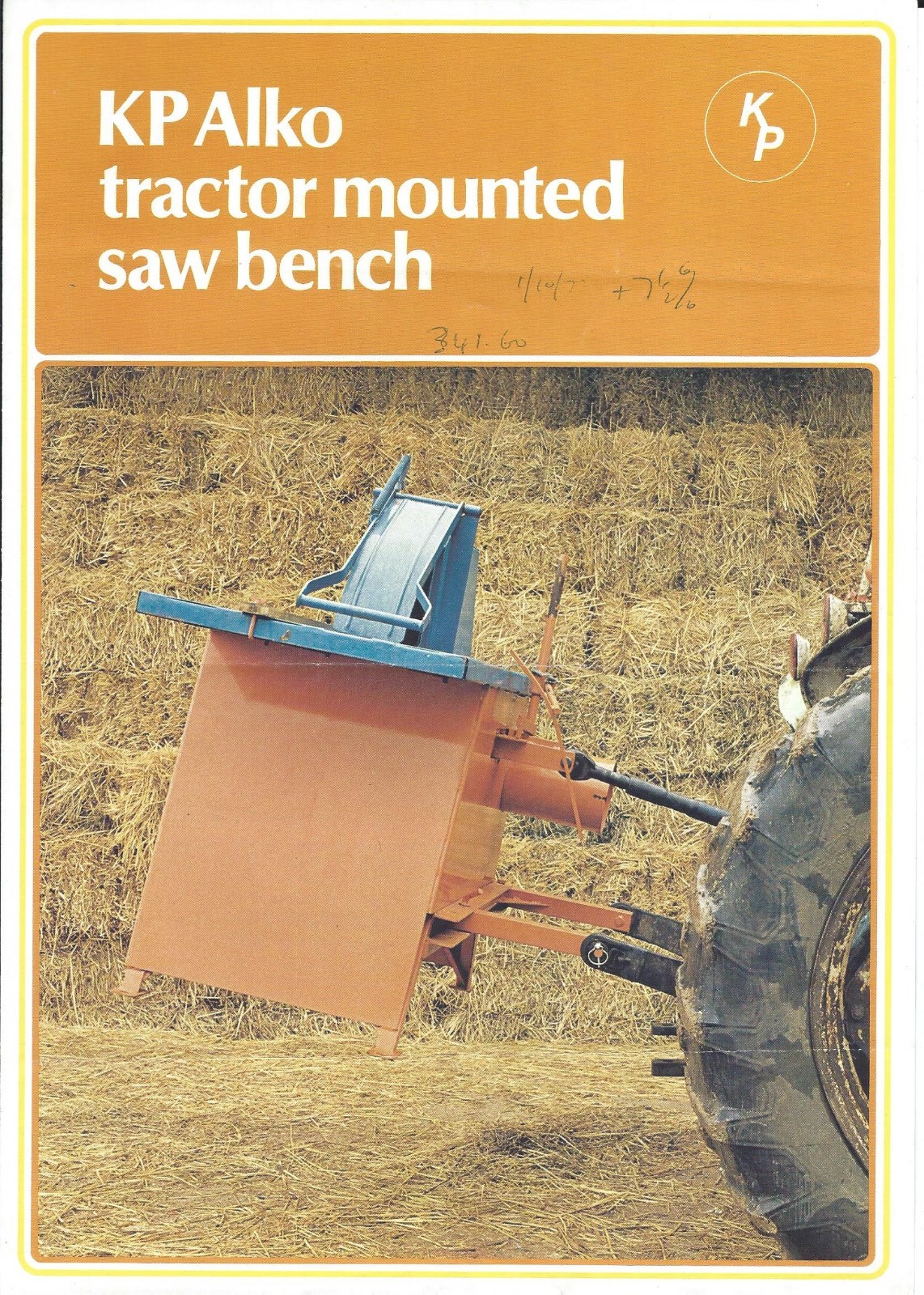 Farm Equipment Brochure – KP Alko – Tractor Mounted Saw Bench – c1970&rsquo;s (F5655)