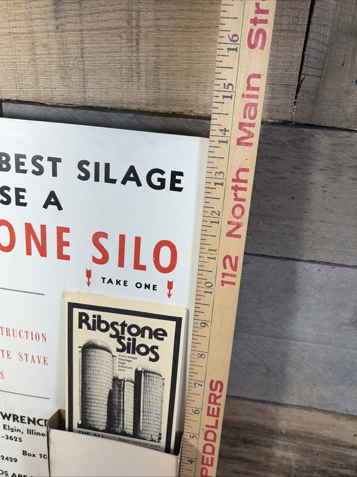 Vintage Brochure Counter Display Sign Ribstone Farm Silo Ph 3-2429 Illinois Ohio