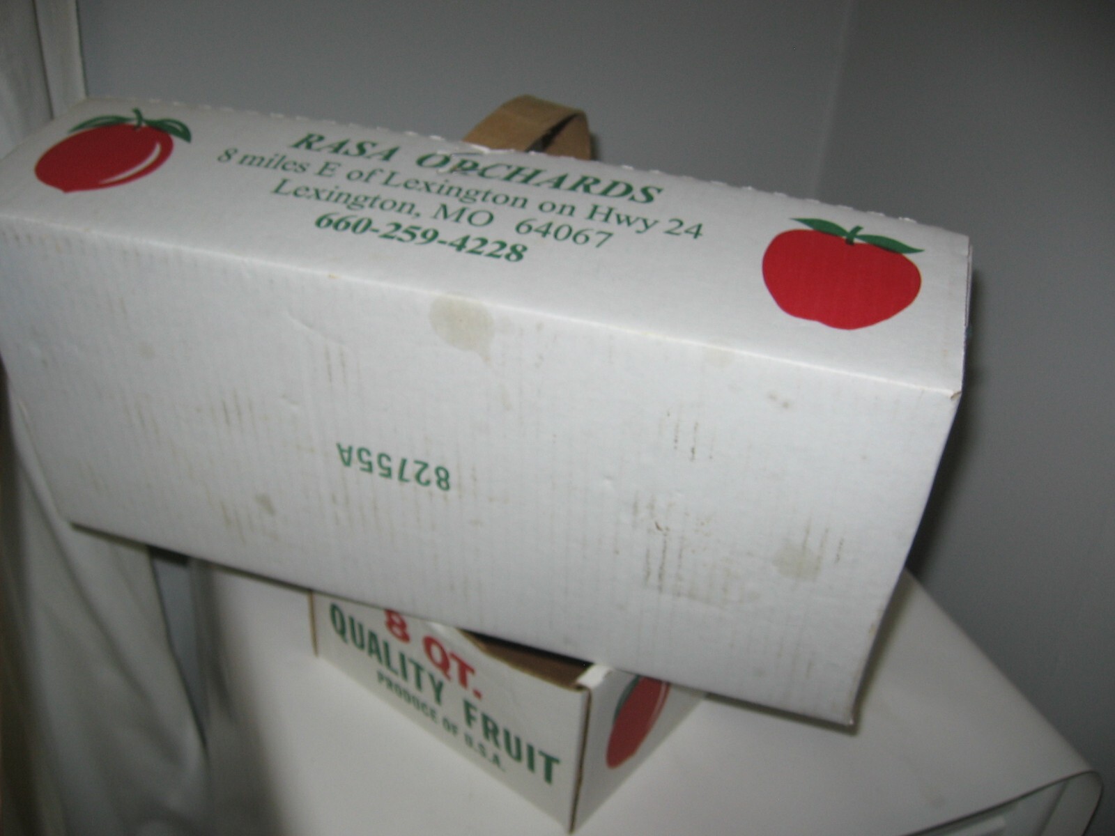 2 cardboard berry / fruit / garden baskets Rasa Orchards Lexington Mo.