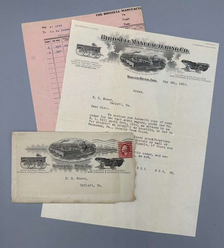 1910 BIRDSELL Advertising FARM MACHINERY Postal Cover Antique SOUTH BEND Indiana