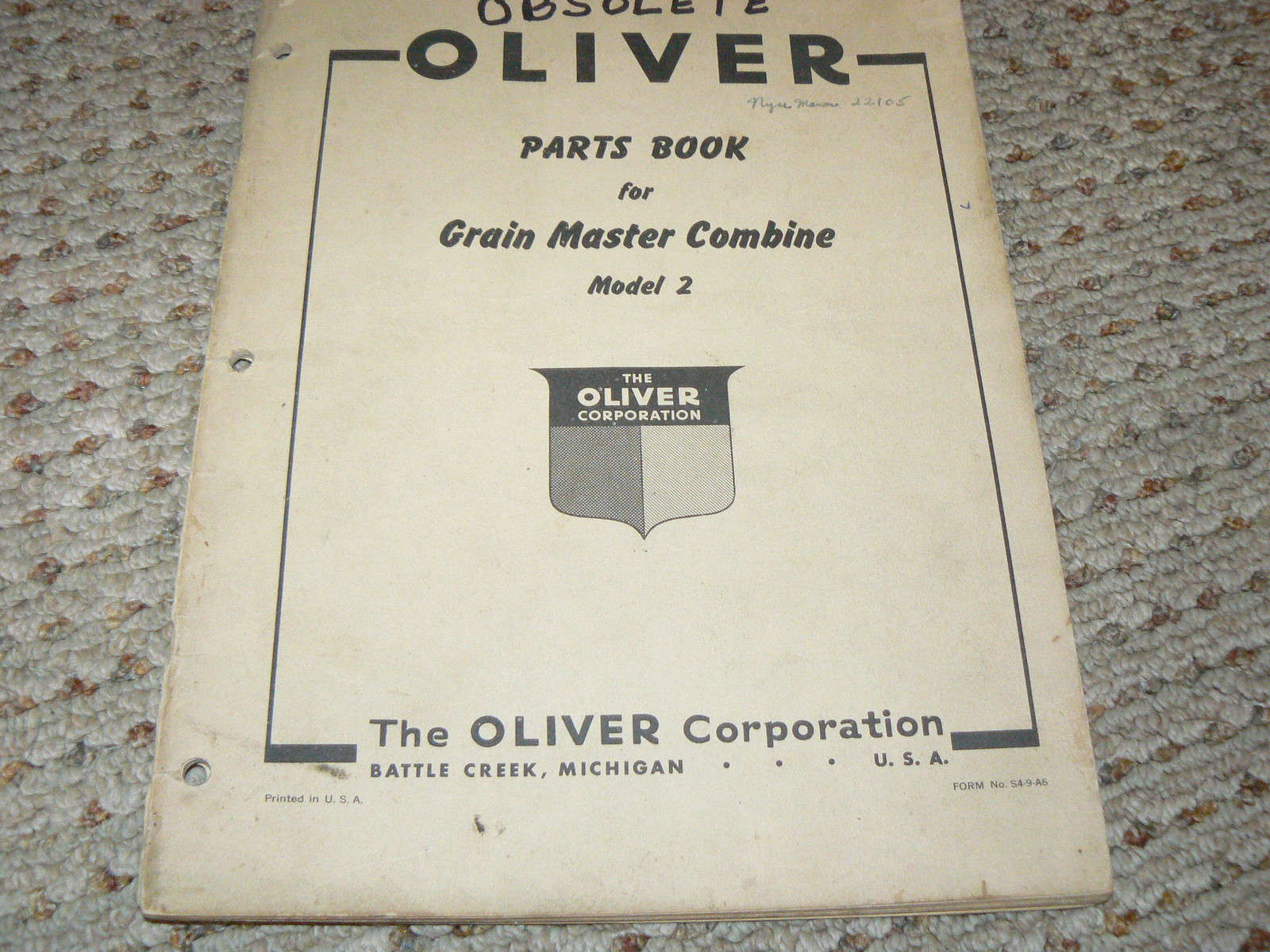 Oliver White Tractor Model 2 Grain Master Combine Dealer&rsquo;s Parts Book
