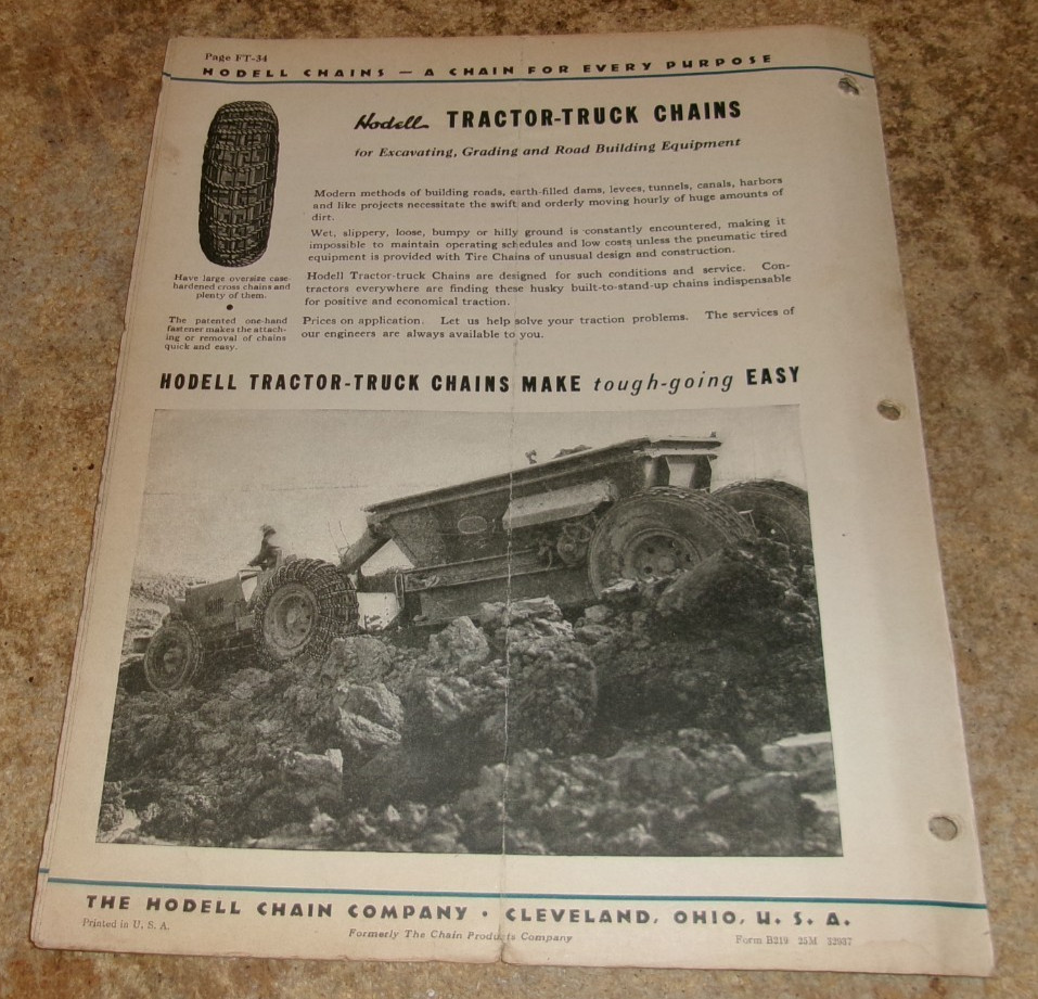 vintage hodell 4 page tractor chains brochure see description good used