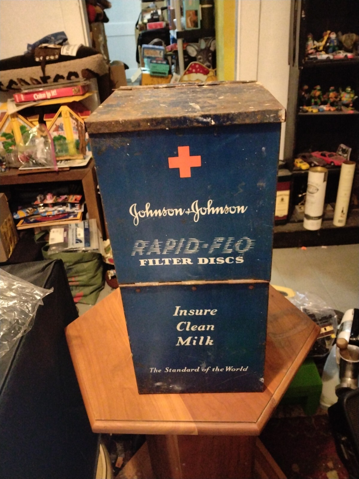 Johnson Johnson Milk Filter Discs Metal Cabinet Souix City Iowa Farm Advertising