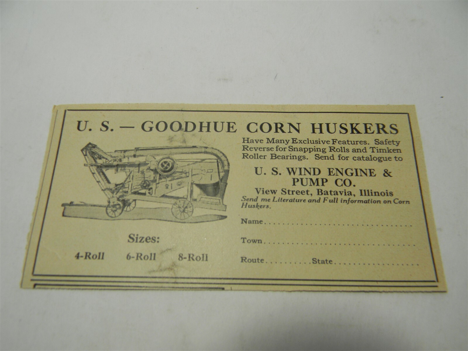 Vintage 1920s Goodhue Corn Huskers Batavia Illinois Man Cave Farming Ad – 1C5