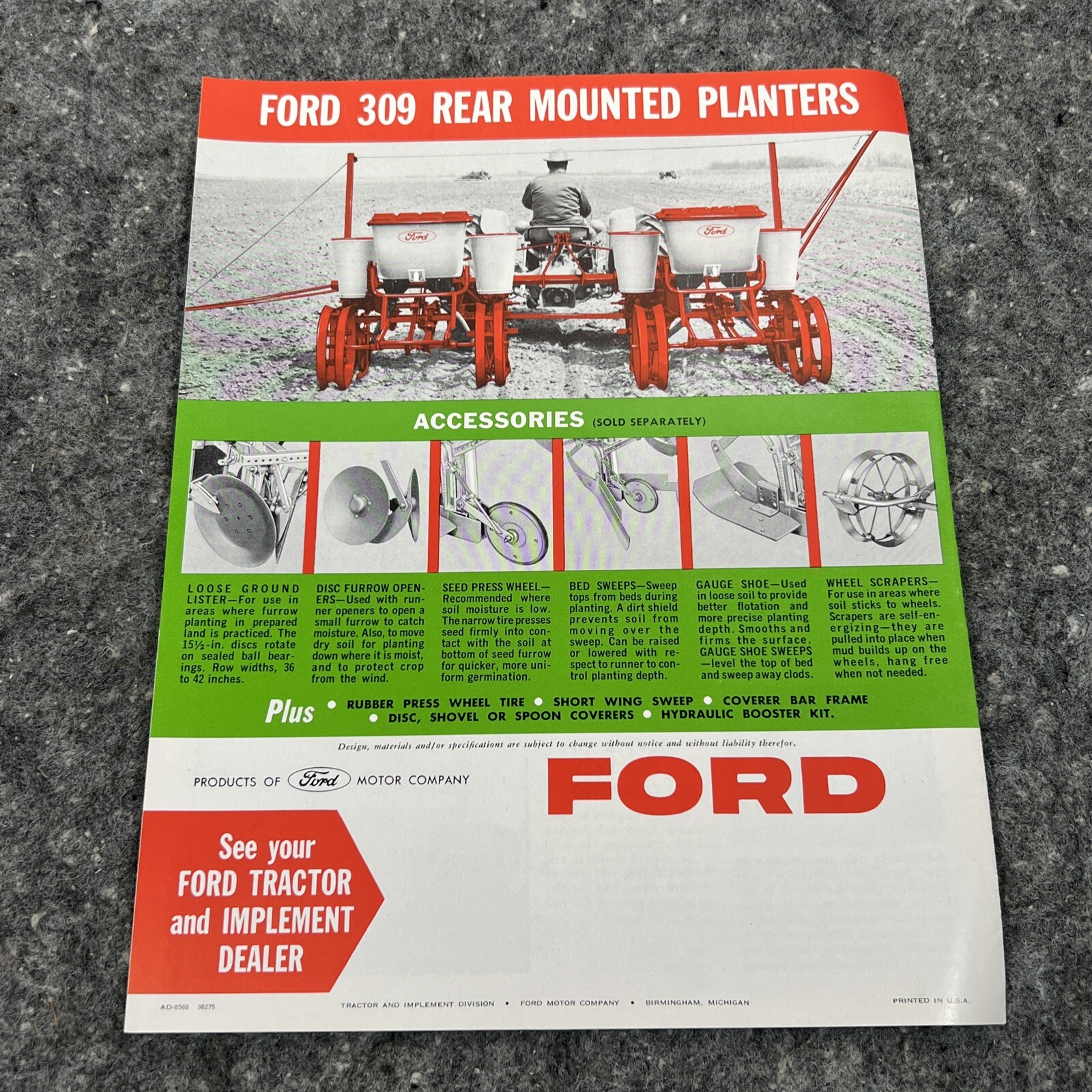 FORD 2,4,6 REAR MOUNTED PLANTERS 8 PAGES SALES BROCHURE