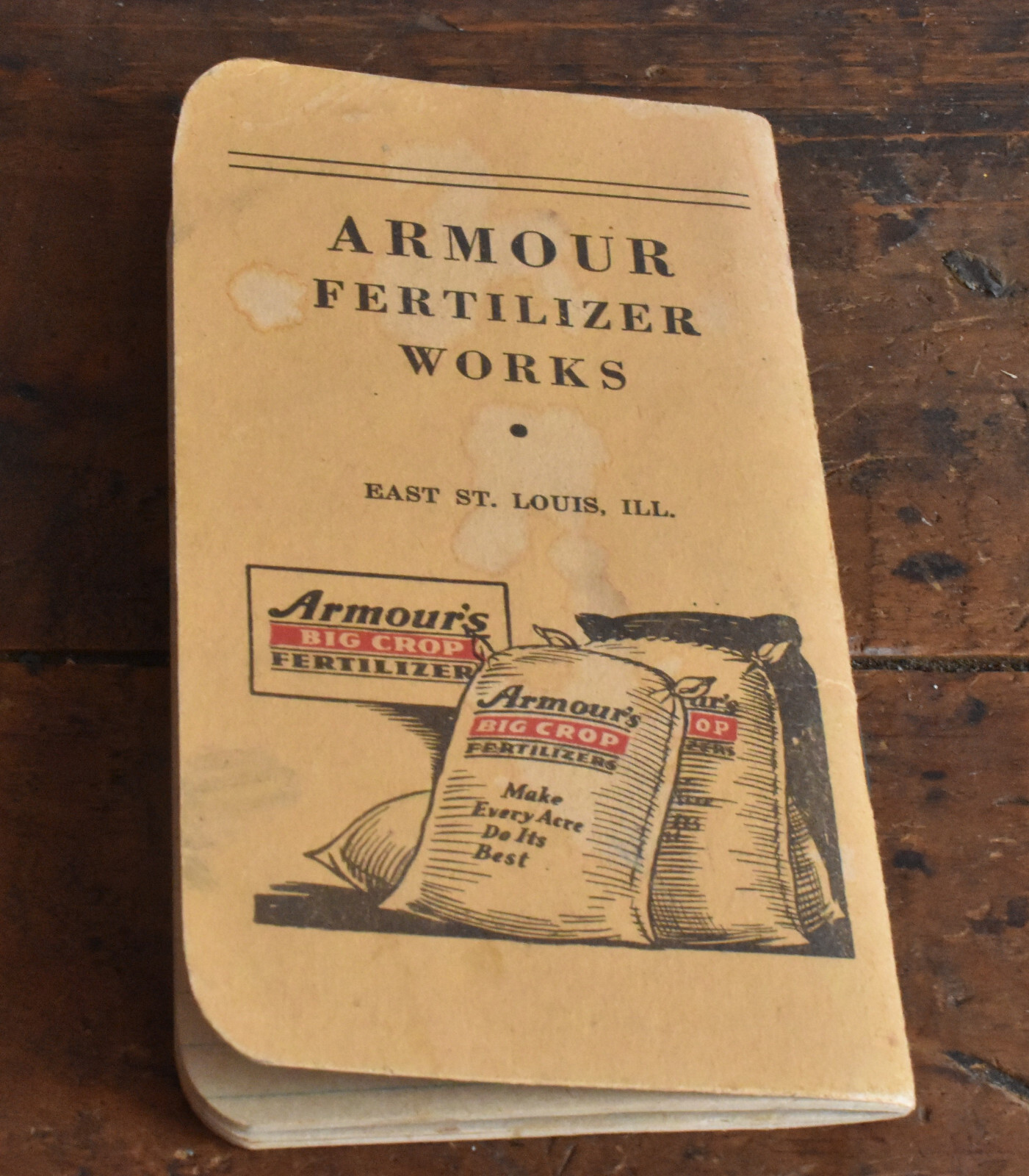 Vintage Armours Big Crop Fertilizers 1941 Pocket Calender Notebook Memo Book