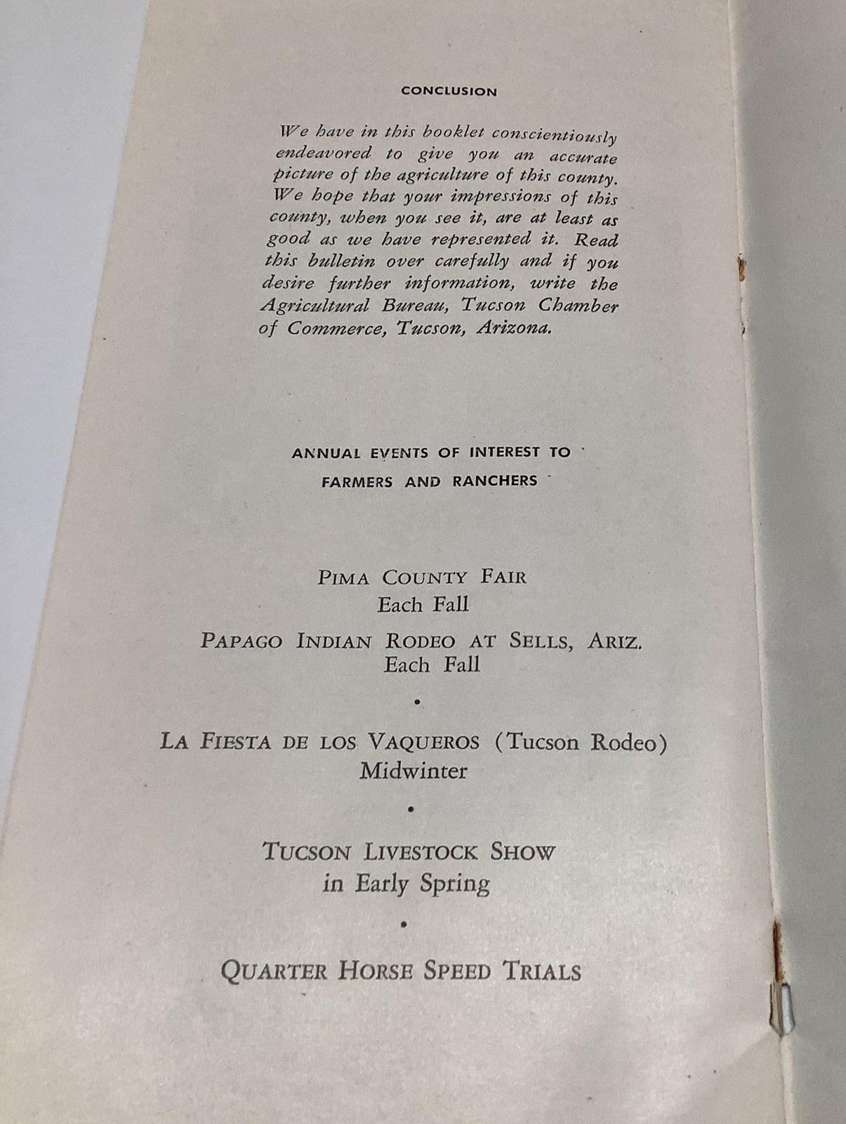 Vintage 1950’s Pima County Arizona Farming & Livestock Informational Bulletin