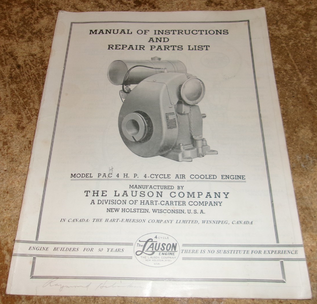 1948 lauson co. PAC 4 hp engine instruction/parts manual in good shape used
