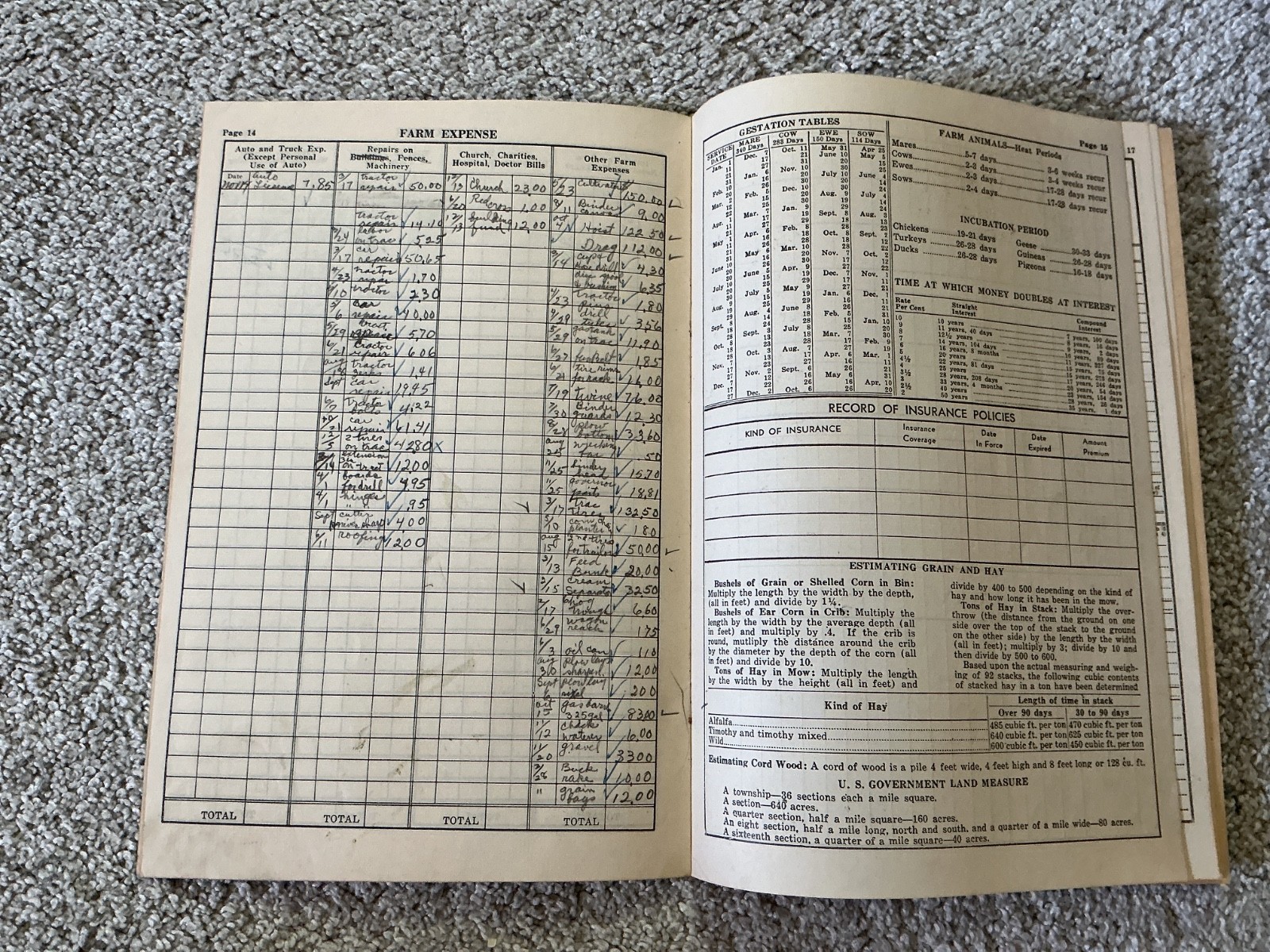 Vtg. 1947 Farm Acct. Record Book Redwood Rendering Co. Redwood Falls, Minnesota