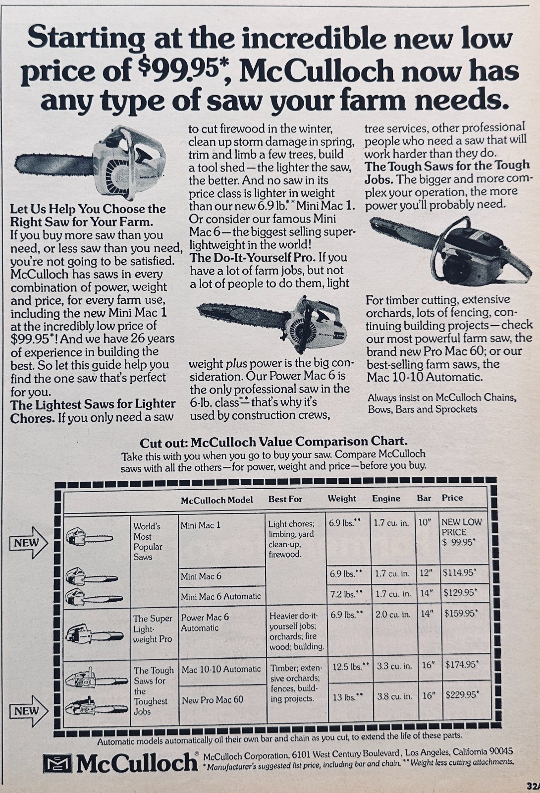 Vintage Mixed Lot of (3) Early Chain Saw Ads 1954-1962 Set 119 Lombard, Strunk