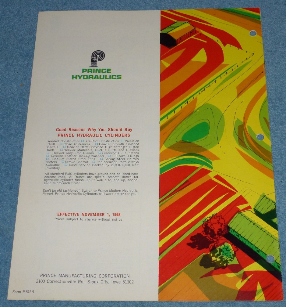 Vtg Prince Hydraulics Agriculture Brochure Cylinders Accessories Sioux City IA