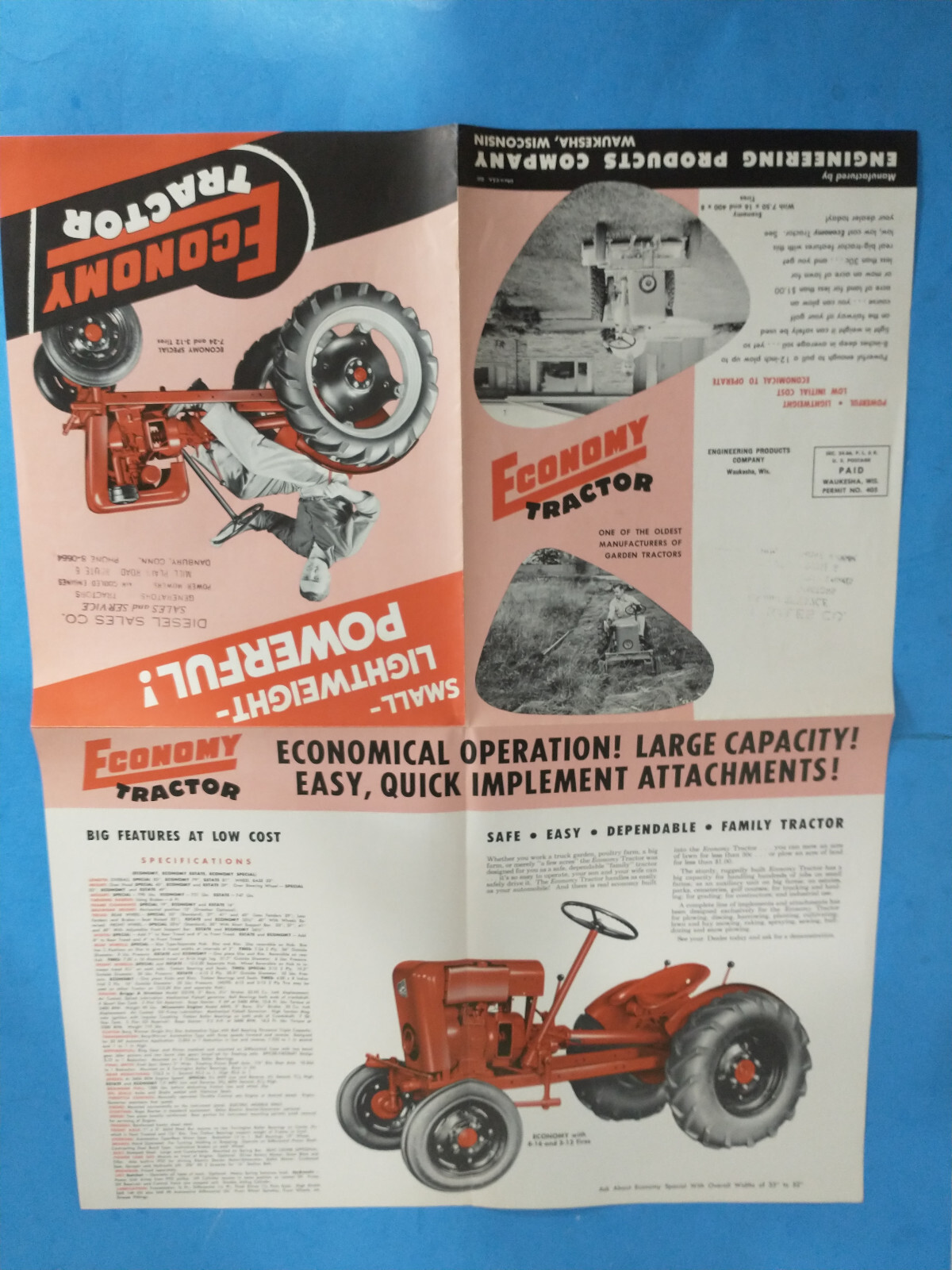 Economy Tractor Power King Brochure ORIGINAL 7-24 3-12 ETC