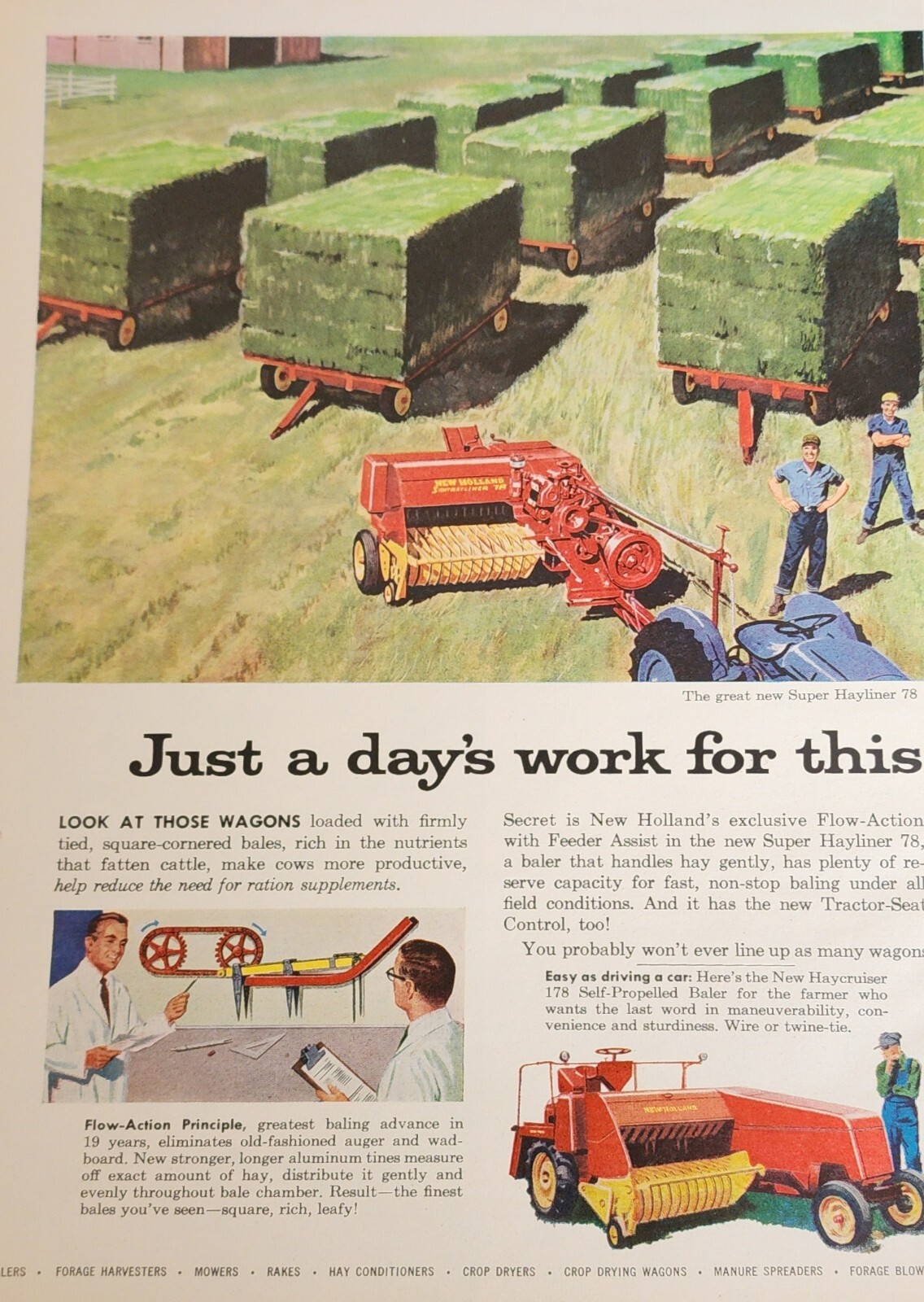 New Holland Tractor Picture Magazine Ad Farm Advertisement Vintage Wall Art