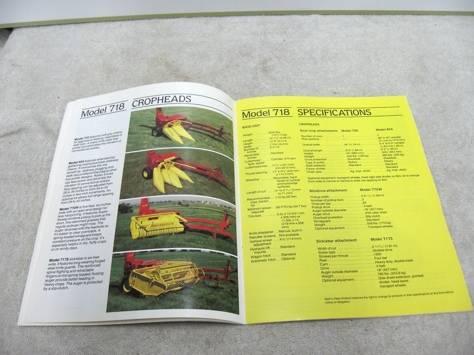 VINTAGE 1984 FORD NEW HOLLAND TRACTOR PULL TYPE FORAGE HARVESTERS BROCHURE