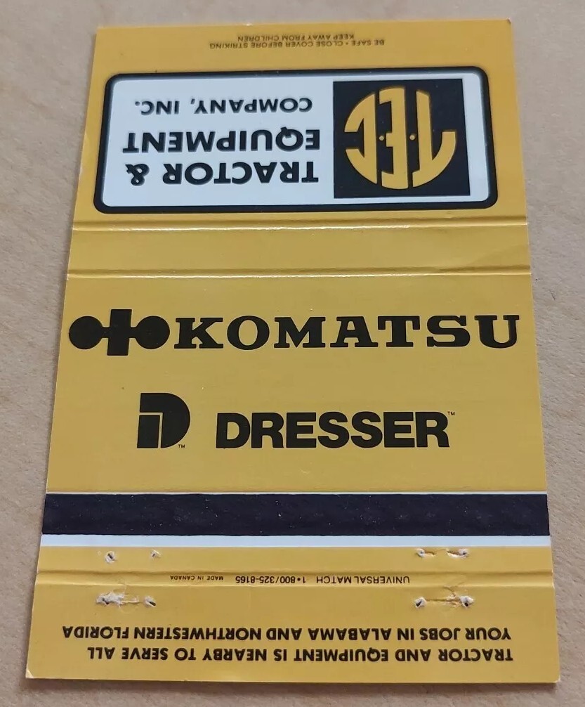 Matchbook Cover Tractor & Equipment Co Komatsu Dresser Birmingham Mobile AL TEC