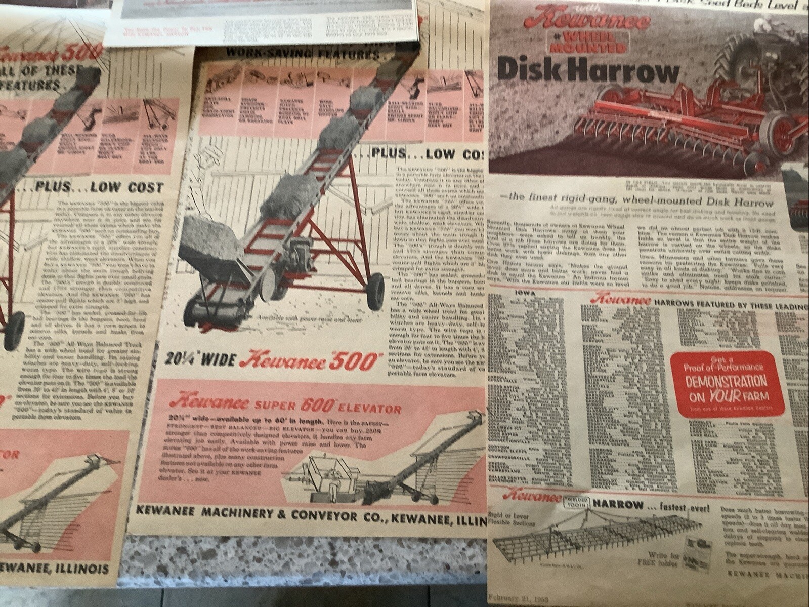 Lot 18 Kewanee Farming Agricultural Advertisement Tractor Farm Print Ads 1950-70