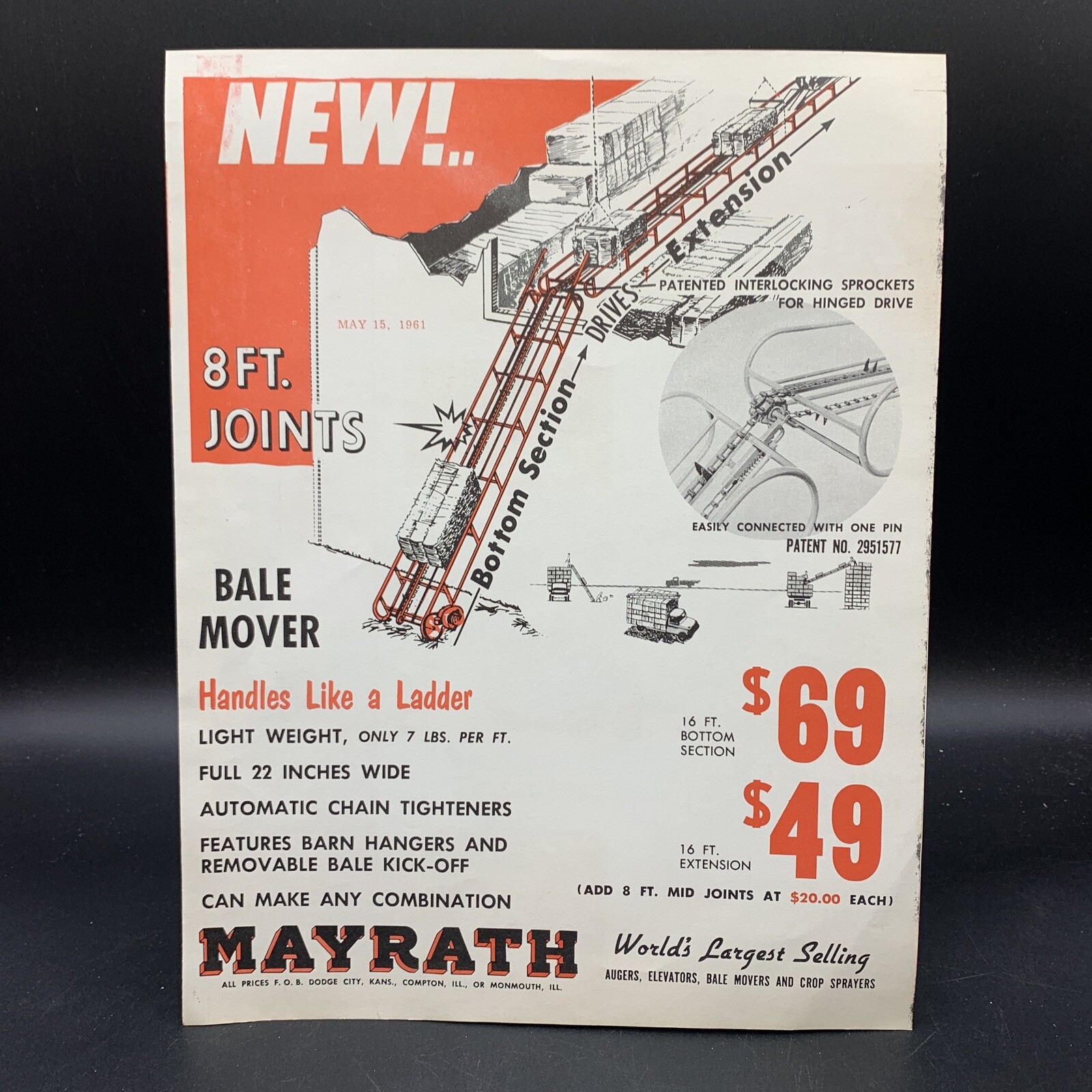 1962 Mayrath Crop Sprayers/Augers/Elevators Sales Brochure And Price List