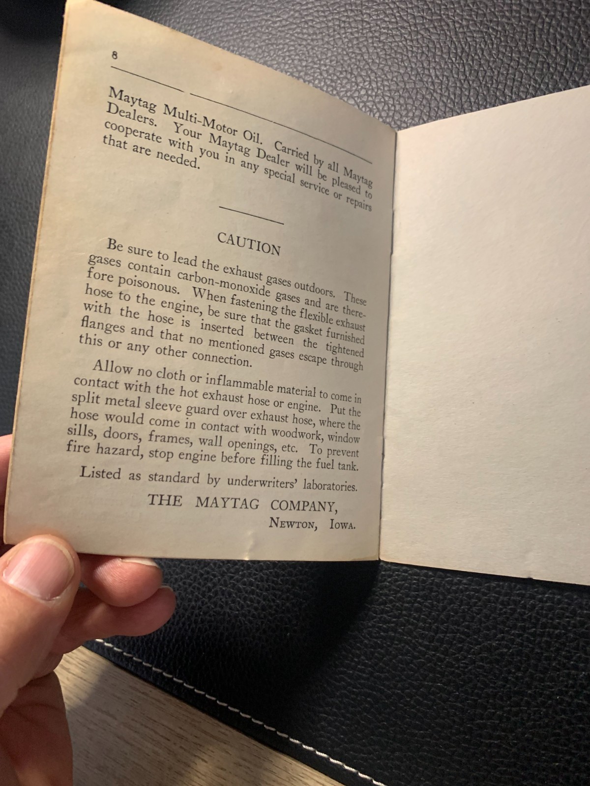 Vintage Maytag Multi-Motor Engine Instructions for Operating Manual