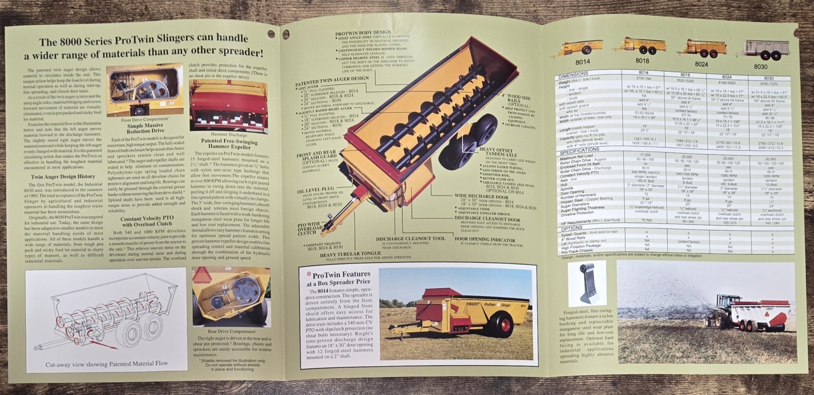 Knight ProTwin Slinger 8000 Series Spreaders Vintage Farm Advertising Brochure