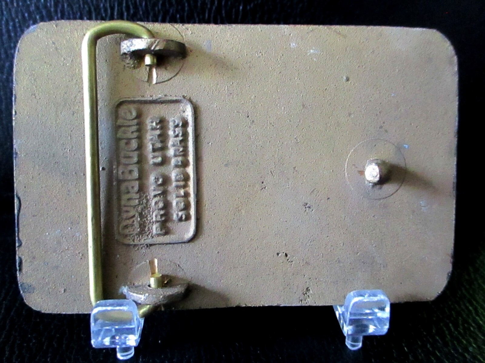 MITSUBISHI Tractors Brass Belt Buckle Advertising R. W. STANKEE Co Since 1920