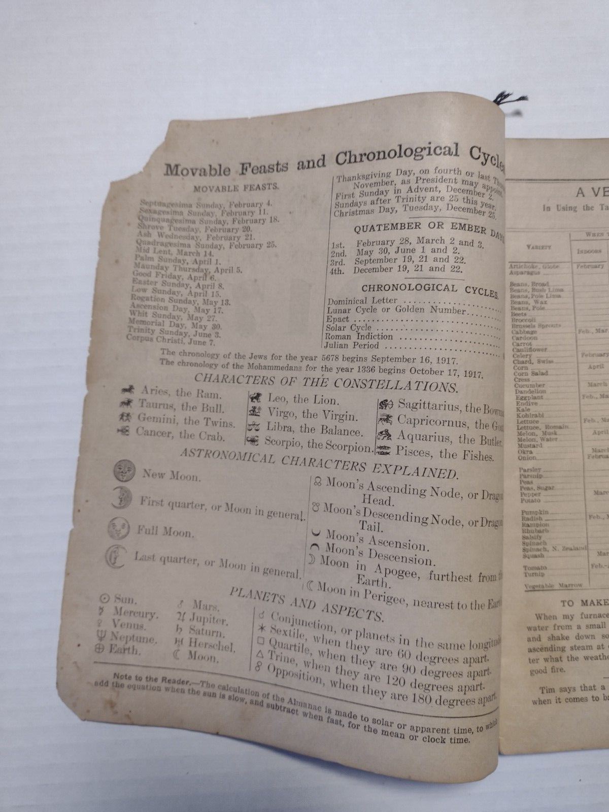1917 John Baer&rsquo;s Sons Lancaster, PA Agricultural Almanac