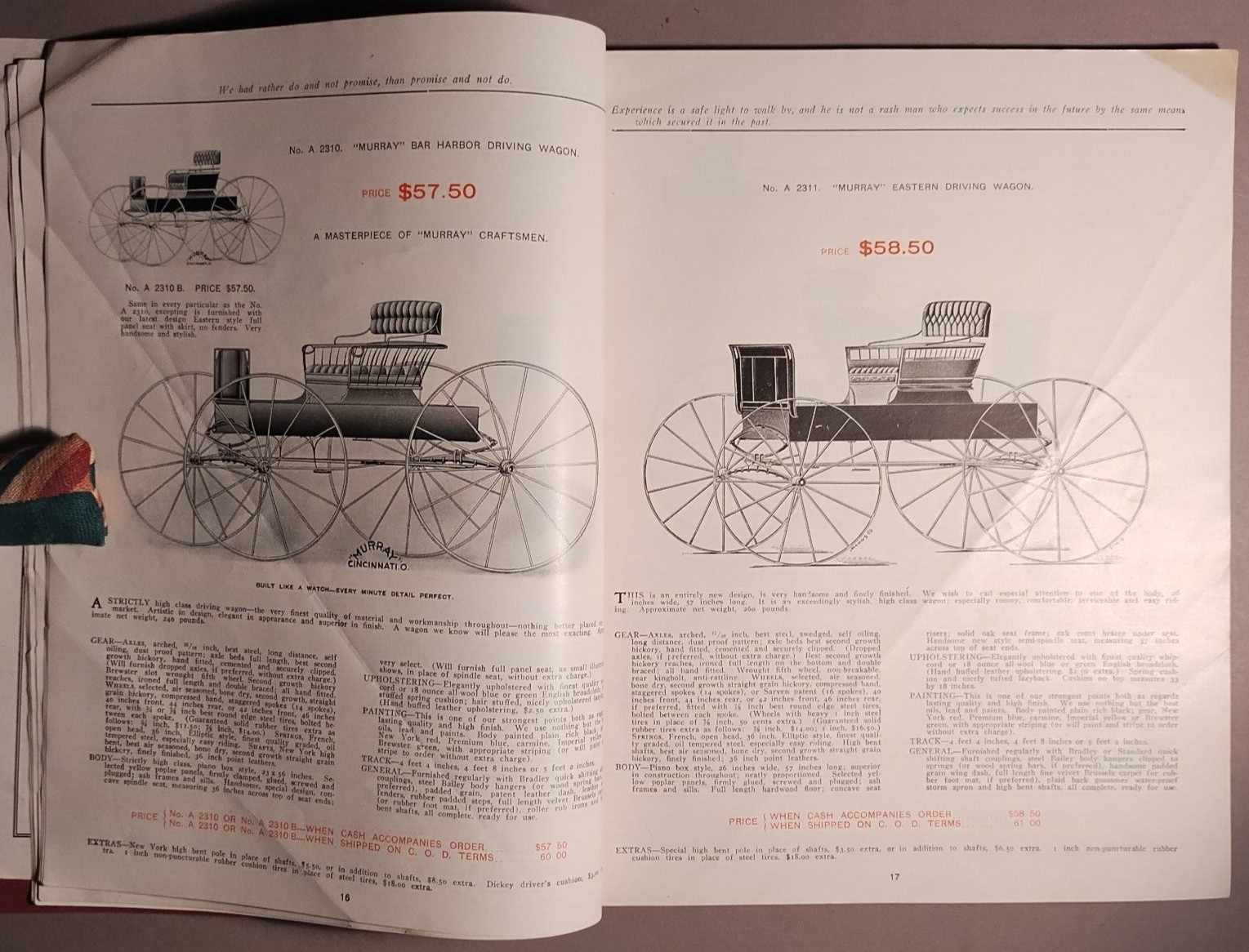1906 Murray Carriage Buggy Delivery Wagon Cincinnati OH Catalog Original B1-17