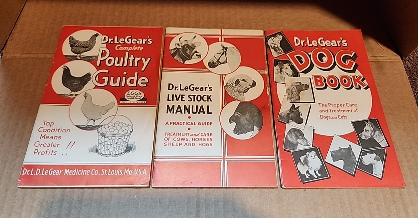 Three 1942 Dr. LeGear&rsquo;s Livestock, Poultry and Dog guides/manuals