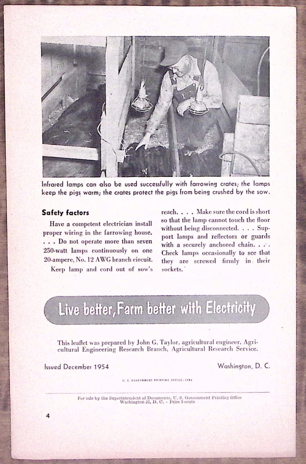 1954 US DEPT OF AGRICULTURE INFRARED LAMPS…THEIR USE IN BROODING PIGS Z6370