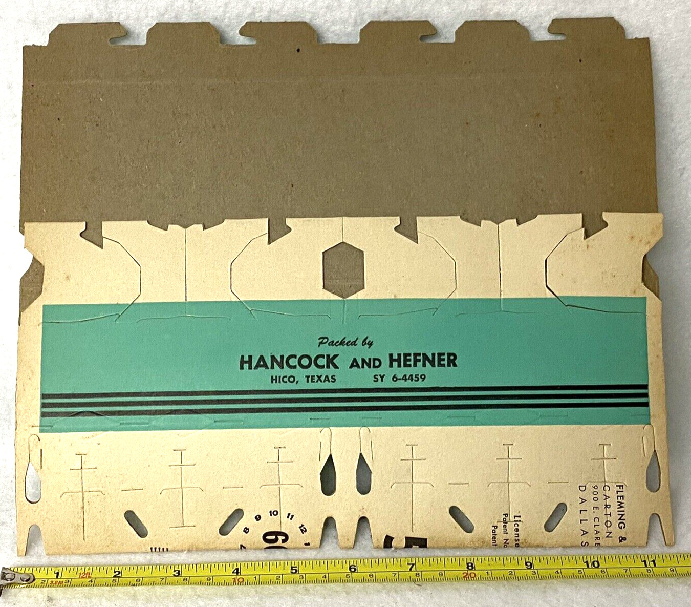 VINTAGE EGG CARTON,NEW OLD STOCK NOS,HANCOCK & HEFNER,ONE DOZEN 2×6,COLLAPSED,TX