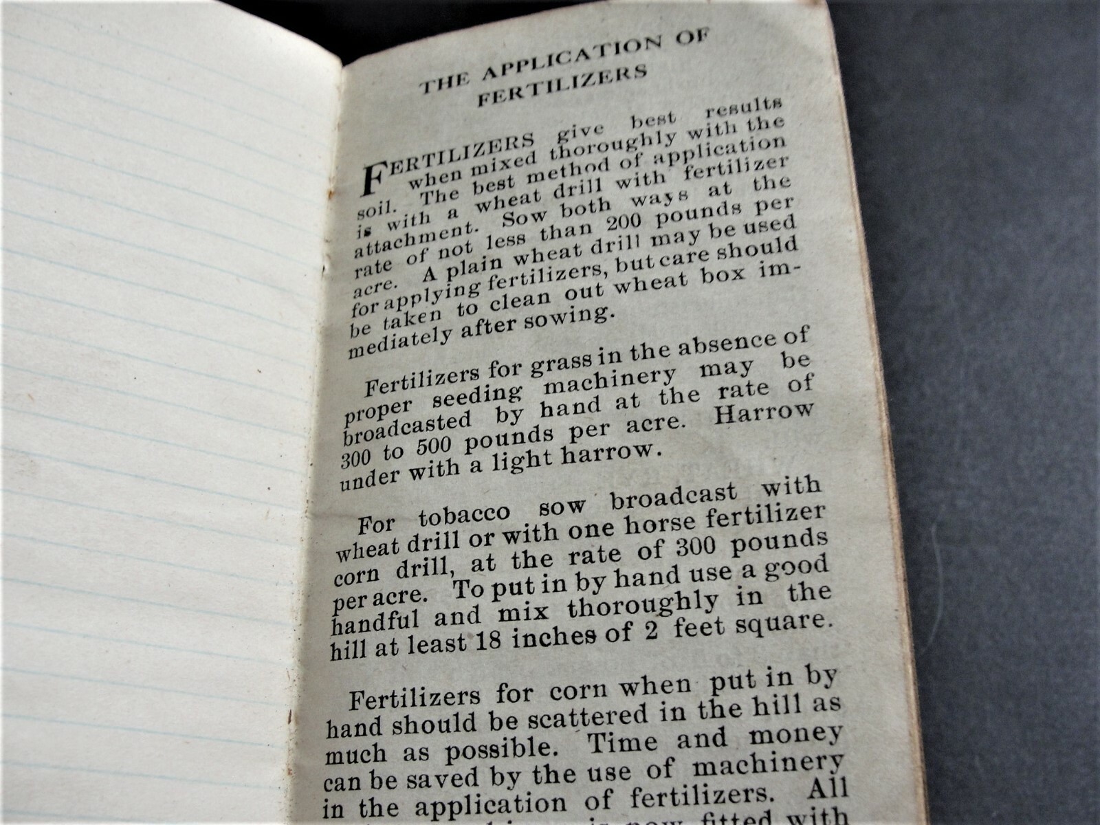 High Grade Fertilizers- The Independent Packers Fertilizing Co. 1914 Memo Book.