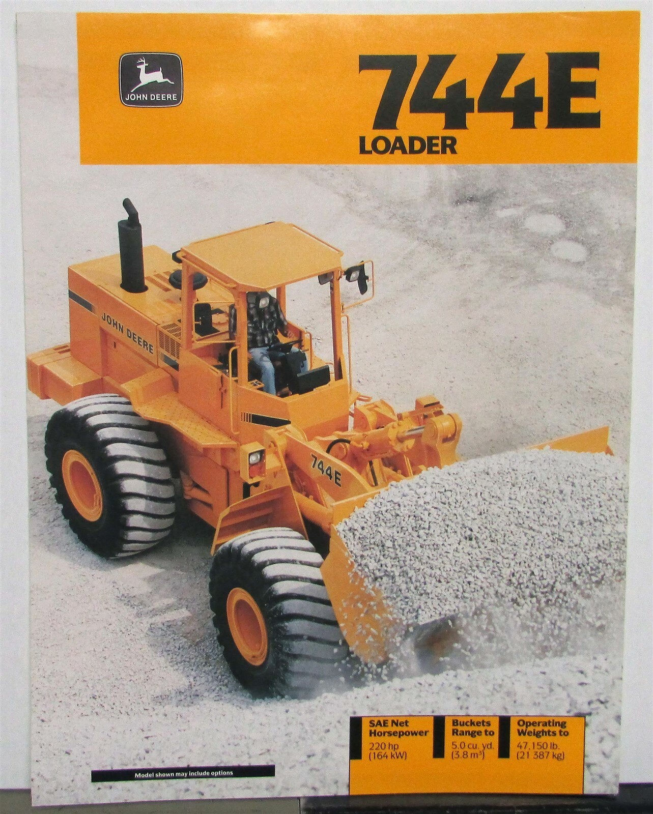 1992 John Deere 744E Loader Specification Construction Sale Brochure