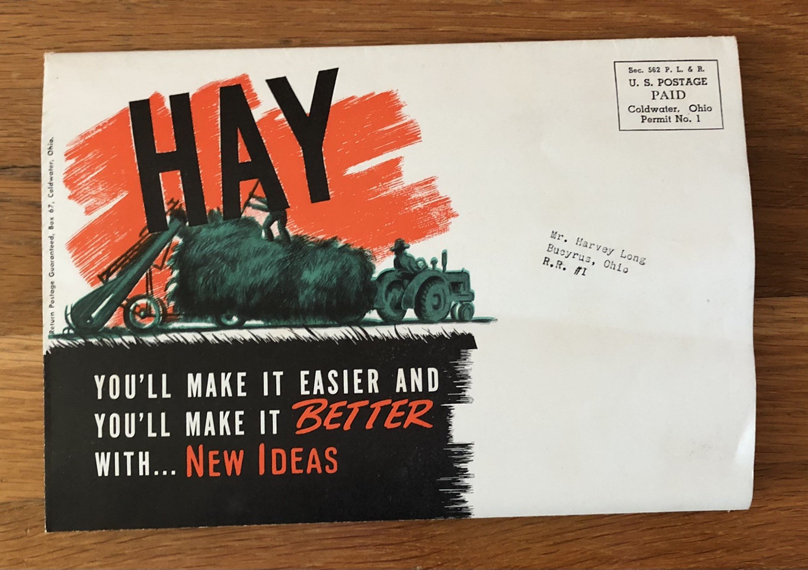 Vintage NEW IDEA Farm Tractor Hay Loader Mower Advertising Brochure Poster