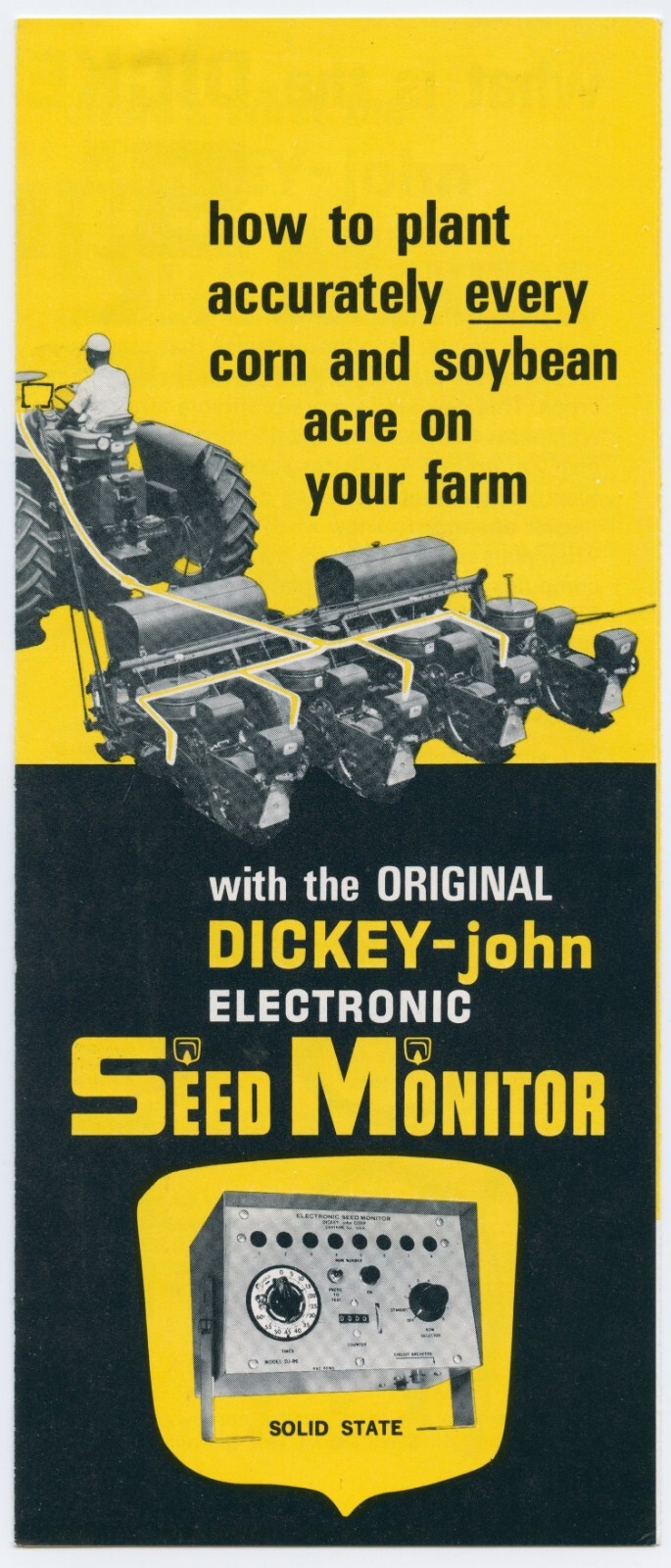 VTG 1960s Dickey-John Electronic Seed Monitor BROCHURE Solid State Crop Planter