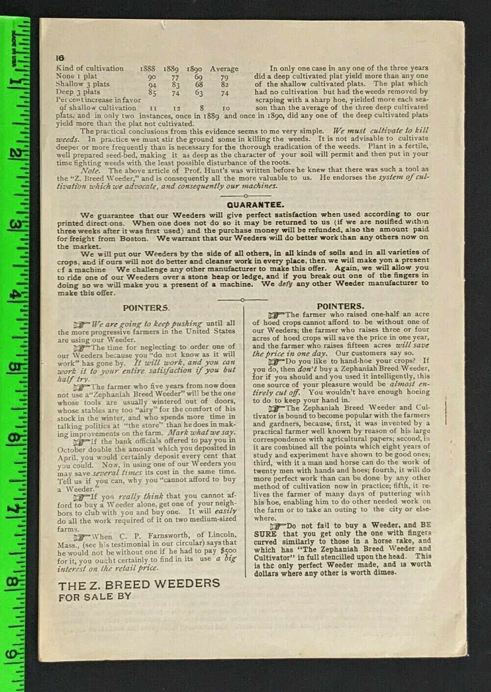 Vintage 1895 Zephaniah Breed Weeder Cultivator Graphic 15 Pg Advertising Booklet